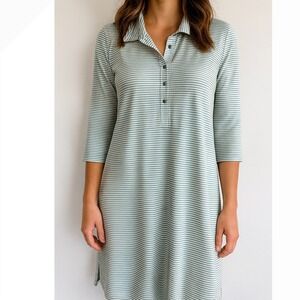 Vineyard Vines Green Striped Midi Performance Dress XL